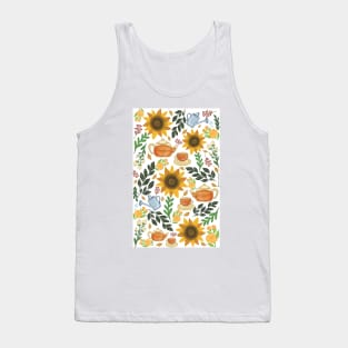 Golden Sunflowers at tea time Tank Top